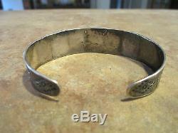 OLD Fred Harvey Era NAVAJO Sterling Silver DOME Row Bracelet with Deer