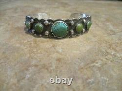 OLD Fred Harvey Era Navajo INDIAN HANDMADE Coin Silver Turquoise Bracelet