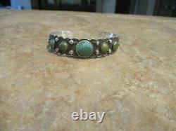 OLD Fred Harvey Era Navajo INDIAN HANDMADE Coin Silver Turquoise Bracelet