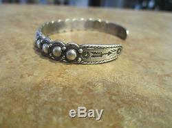 OLD Fred Harvey Era Navajo Sterling Silver DOME Row Cuff Bracelet