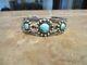 Old Fred Harvey Era Navajo Sterling Silver Three Concho Turquoise Bracelet