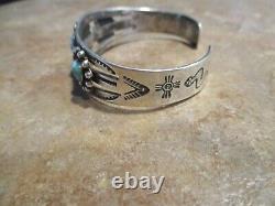 OLD Fred Harvey Era Navajo Sterling Silver THREE CONCHO Turquoise Bracelet