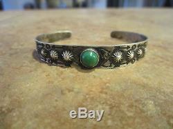 OLD Fred Harvey Era Navajo Sterling Silver Turquoise DOME ARROWS Cuff Bracelet