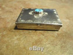 OLD Fred Harvey Era Navajo Sterling Silver Turquoise Pill Box