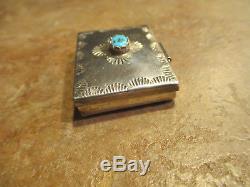 OLD Fred Harvey Era Navajo Sterling Silver Turquoise Pill Box