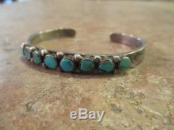 OLD Fred Harvey Era Navajo Sterling Silver Turquoise ROW Cuff Bracelet