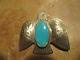 Old Fred Harvey Era Navajo Sterling Silver Turquoise Thunderbird Pin