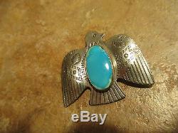 OLD Fred Harvey Era Navajo Sterling Silver Turquoise THUNDERBIRD Pin