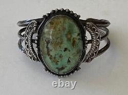 OLD Fred Harvey Era Sterling HAND MADE LARGE TURQUOISE STONE, Cuff / Bracelet