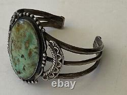OLD Fred Harvey Era Sterling HAND MADE LARGE TURQUOISE STONE, Cuff / Bracelet