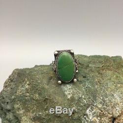 OLD! Fred Harvey Era Turquoise and Sterling Silver Ring Size 6