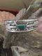 Old Fred Harvey Navajo Coin Silver Green Turquoise Arrow Horse Dog Bracelet