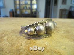 OLD Fred Harvey Navajo Sterling Silver DOME Row Cuff Bracelet with Cactus