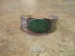 OLD Fred Harvey Navajo Sterling Silver Turquoise APPLIED THUNDERBIRD Bracelet