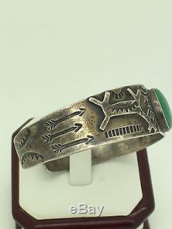 OLD Fred Harvey Navajo Sterling silver turquoise HORSE DOG bracelet