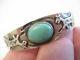 Old Pawn Fred Harvey Vintage Sterling Silver & Turquoise Stamped Cuff Bracelet