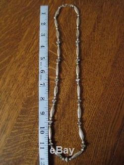 OLD PAWN Navajo Sterling Silver Pearl Bench Bead Necklace close 24 Fred Harvey