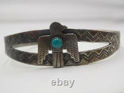 OLD Pawn Fred Harvey Era Navajo Sterling Turquoise Eagle Cuff Bracelet Native