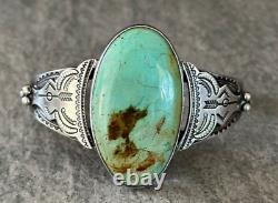 OLD VINTAGE FRED HARVEY ERA Navajo Turquoise Sterling silver Bracelet