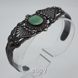 OLD Vintage Silver Product Fred Harvey Era Coin Silver Turquoise Cuff Bracelet