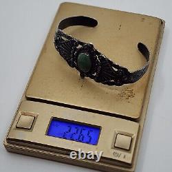 OLD Vintage Silver Product Fred Harvey Era Coin Silver Turquoise Cuff Bracelet