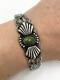 Old Fred Harvey Era Green Turquoise Cuff Bracelet Stamped Ih Coin Silver Navajo