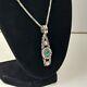 Old Fred Harvey Era Green Turquoise Sterling Silver Necklace Handmade 20