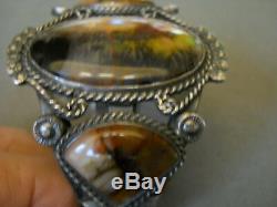Old Fred Harvey Era Native American Petrified Wood Sterling Silver Bracelet
