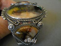 Old Fred Harvey Era Native American Petrified Wood Sterling Silver Bracelet