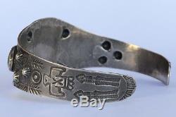 Old Fred Harvey Era Navajo Morenci Sterling Silver Stamped Arrow Cuff Bracelet