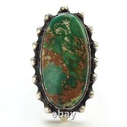Old Fred Harvey Era Navajo Natural Green Turquoise Ring Size 6 1/2 Sterling
