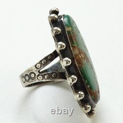 Old Fred Harvey Era Navajo Natural Green Turquoise Ring Size 6 1/2 Sterling