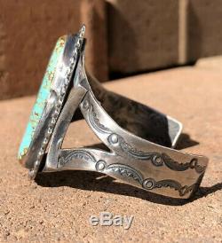 Old Fred Harvey Era Navajo Number #8 Turquoise Sterling Silver Cuff Bracelet