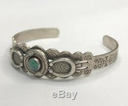 Old Fred Harvey Era Navajo Snake Royston Turquoise Sterling Silver Cuff Bracelet