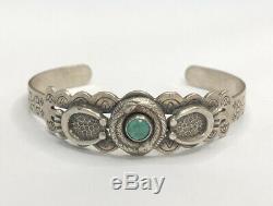 Old Fred Harvey Era Navajo Snake Royston Turquoise Sterling Silver Cuff Bracelet