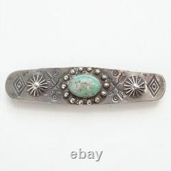 Old Fred Harvey Era Navajo Turquoise Bar Pin Natural Turquoise Stamp Decoration