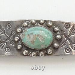 Old Fred Harvey Era Navajo Turquoise Bar Pin Natural Turquoise Stamp Decoration