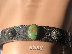 Old Fred Harvey Era Navajo Turquoise Sterling Bracelet 17.7 grams