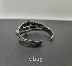 Old Fred Harvey Era Silver Satellite Dome Cuff Bracelet Stamped Arrows Sun Rays