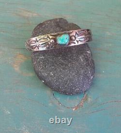 Old Fred Harvey Era Sold by R. S. Davis Manitou, Colo Turquoise Cuff Bracelet