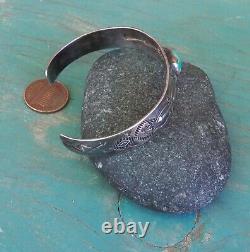 Old Fred Harvey Era Sold by R. S. Davis Manitou, Colo Turquoise Cuff Bracelet