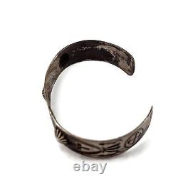 Old Fred Harvey Native American Coin Silver Stamped Cuff Bracelet
