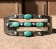 Old Fred Harvey Navajo Coin Silver Royston Turquoise Thunderbird Cuff Bracelet