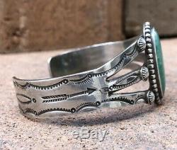 Old Fred Harvey Navajo Sterling Silver CERRILLOS Turquoise Arrow Cuff Bracelet