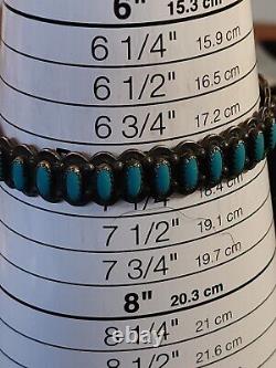 Old Fred Harvey Navajo Sterling Turquoise Stamped Arrows Bracelet Cuff Signed