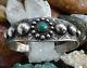 Old Native American Small Fred Harvey Era Cuff Bracelet Green Turquoise Sterling