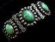 Old Navajo Fred Harvey Era Twisted Wire Silver Green Turquoise 3 Stone Bracelet