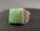 Old Navajo Green Turquoise Ring Sterling Silver Fred Harvey Style 30's Native Am