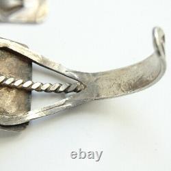 Old Navajo Sterling Silver Petrified Wood Cuff Bracelet Fred Harvey Era Handmade
