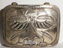 Old Paw Navajo Zuni knifewing kachina pill sterling silver box Fred Harvey era